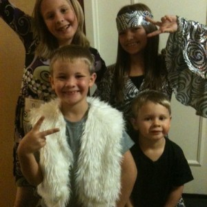 Haylee Campbell and family at the 70's theme party