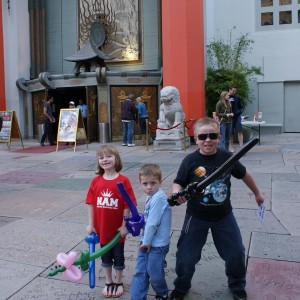 Princess Zoe A. and her brothers in front of the Chinese Theater