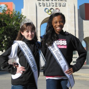 Pre-Teens Kyra Walters & Hailey Kilgore in front of Memorial Coliseum 