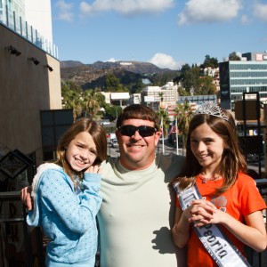 Jade Sewell with dad and sister in Hollywood