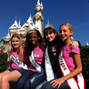Oregon Pre-Teens Tia Burdick, Hailey Kilgore, Kyra Walters, and Madeline Monlux at Disney Castle