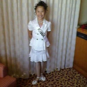 Miss Iowa princess Tanae Thiravong in her interview suit before personal introduction
