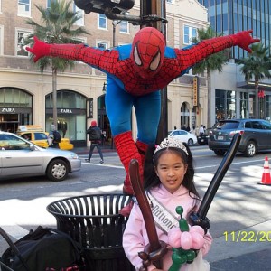 Justine Huang with Spider Man