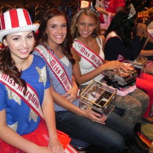 Miss Maryland Jr. Teen, Rachel Distefano, with Miss Nebraska and Miss Michigan at the Jr.Teen Patriotic Rehearsal